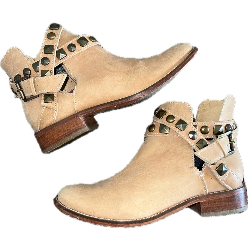 Studded Tan Ankle Boots
